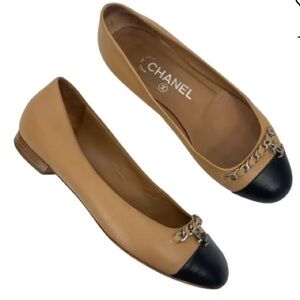 CHANEL Brown and Black Flats